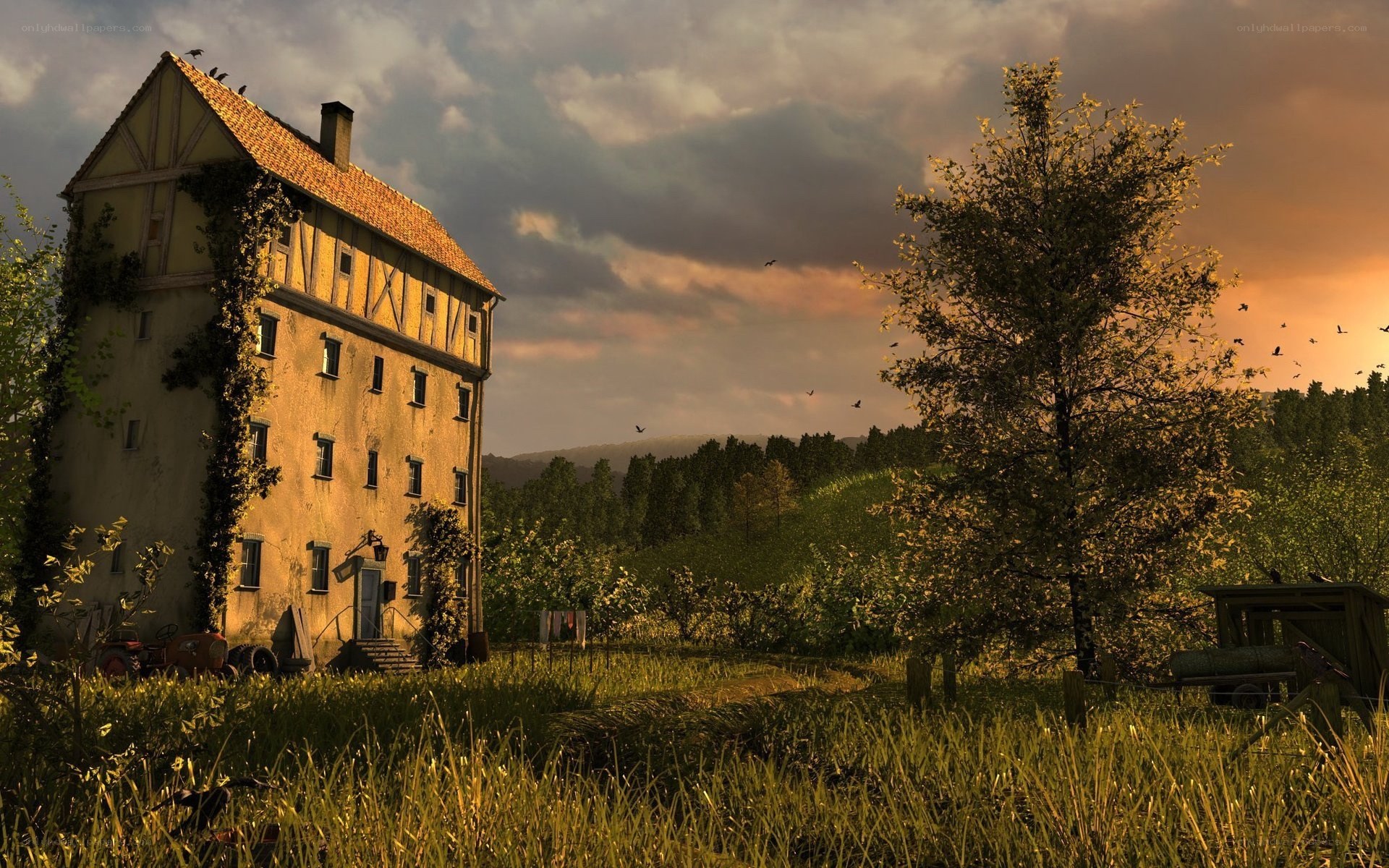 Old house in a rural landscape