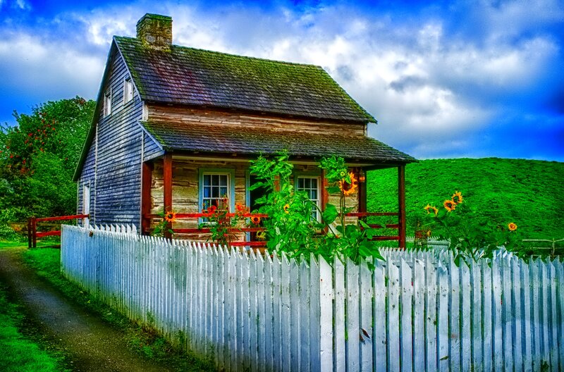 Old House with Sunflowers