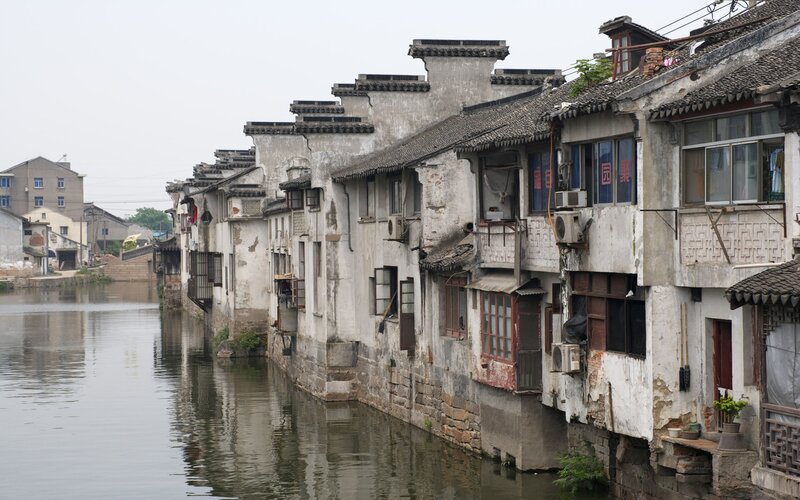 Old houses along a canal in China