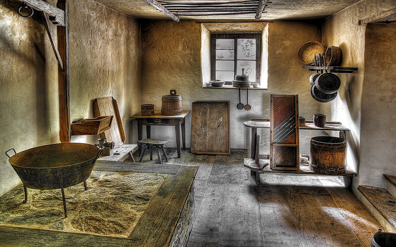 Old Kitchen Interior — Brown