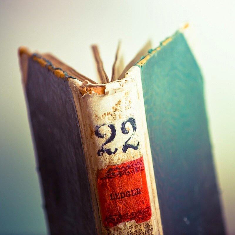 old ledger book spine