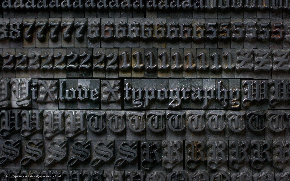 Old letterpress type blocks