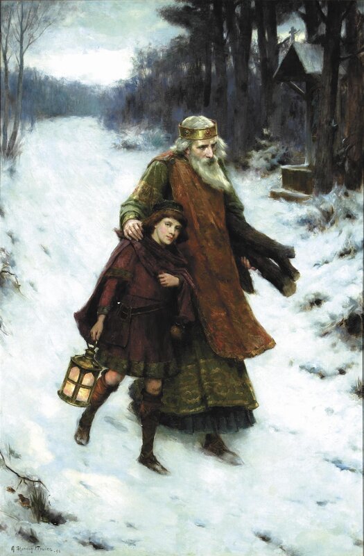Old Man and Boy in Snow