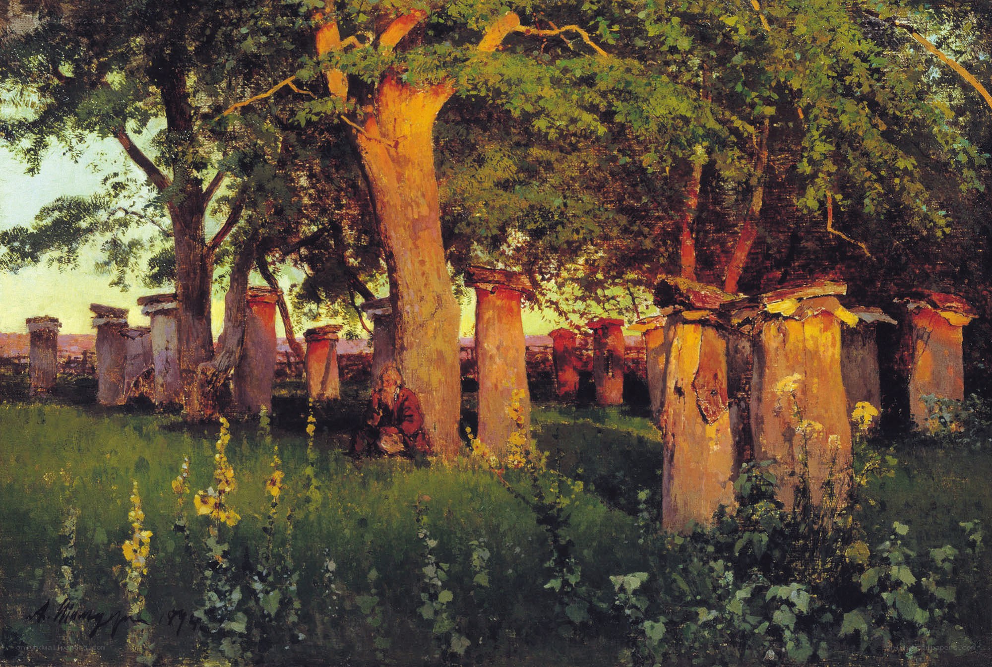 Old man in a cemetery