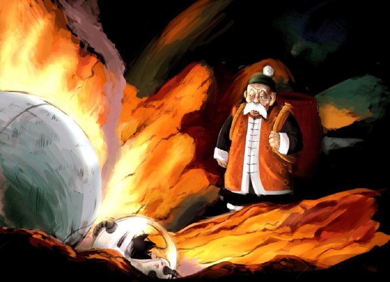 Old Man in Fiery Cave