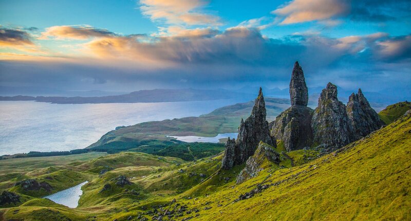 Old Man of Storr — Green, Dramatic, Sunset