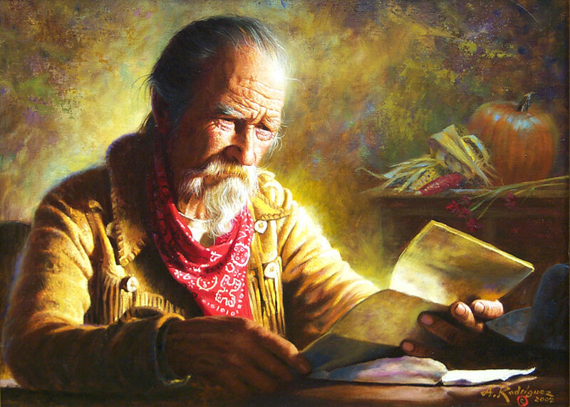 Old man reading a book