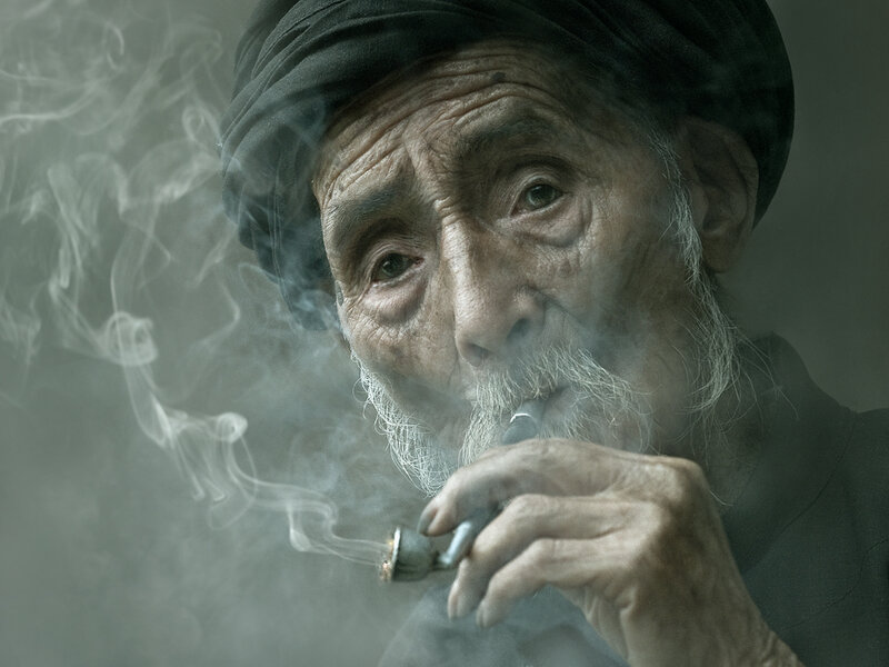 Old Man Smoking Pipe