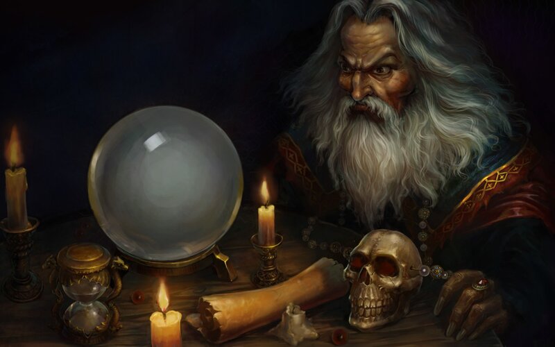 Old Man with Crystal Ball — Brown