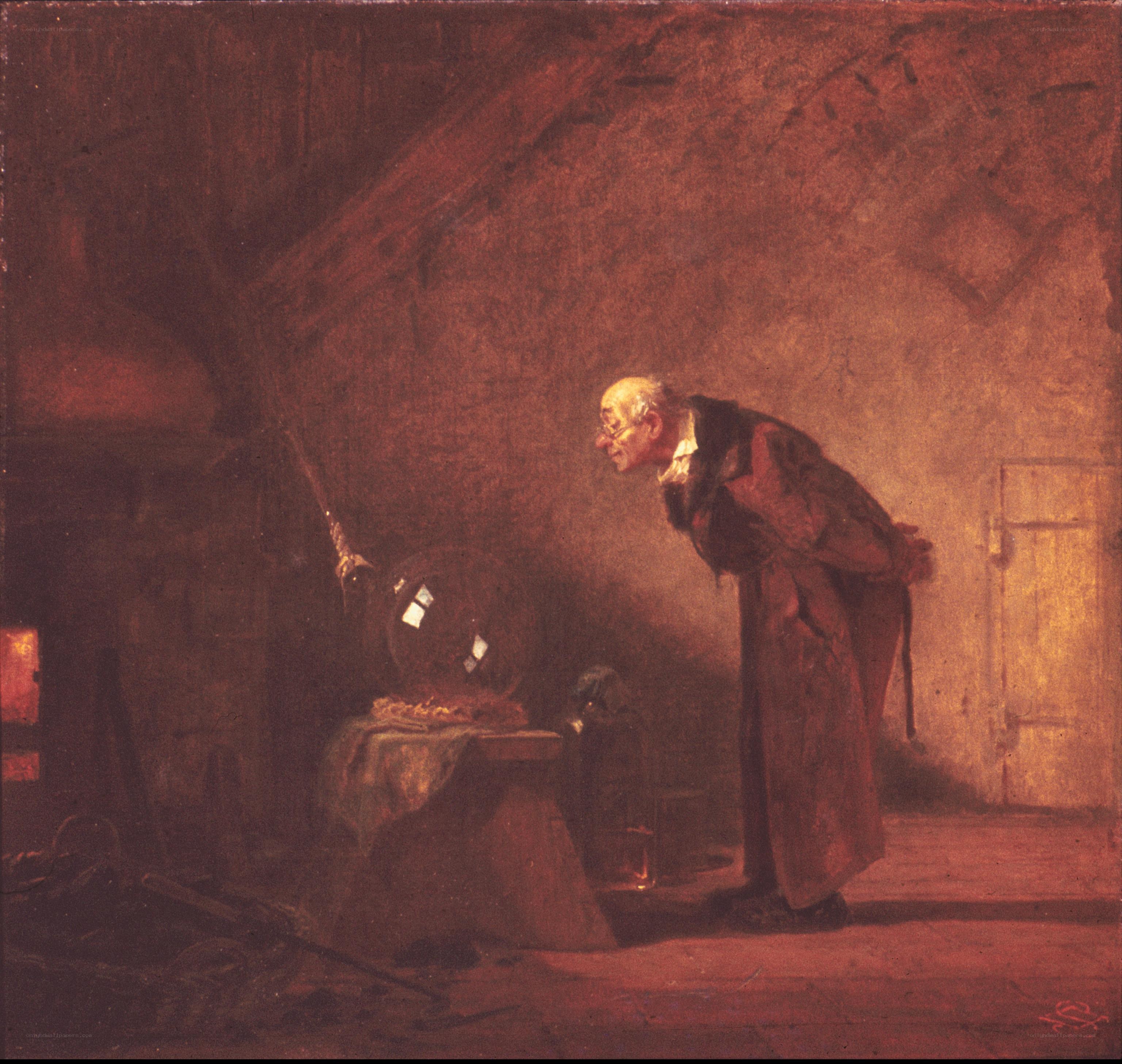 Old man with crystal ball