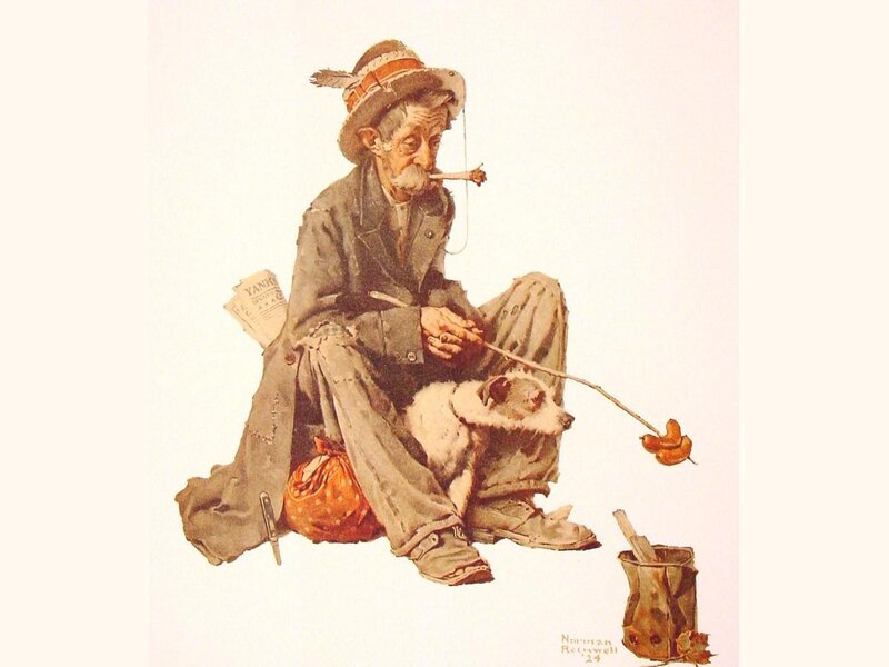 Old man with dog and pipe