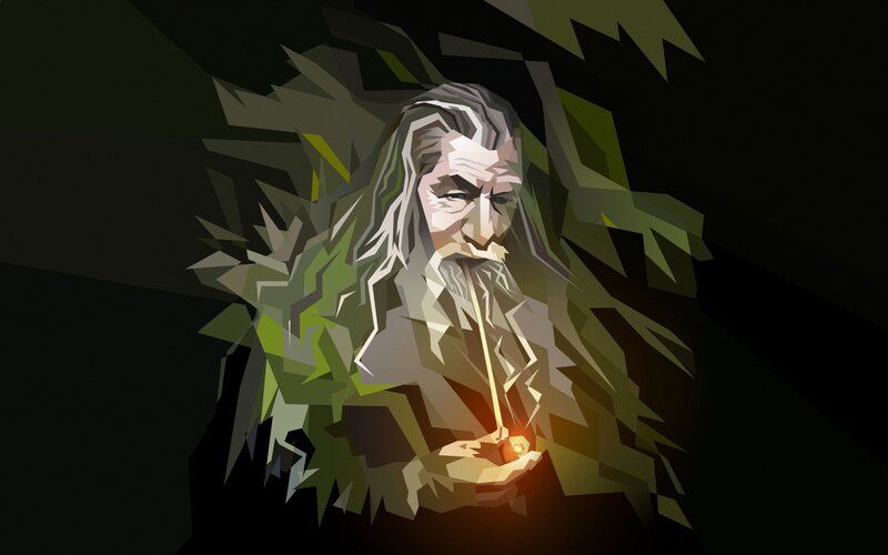 Old Man with Long Beard — Black, Dramatic, Night