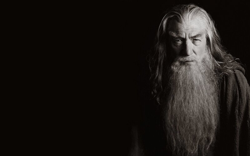Old Man with Long Beard — Black, Dramatic, Photograph