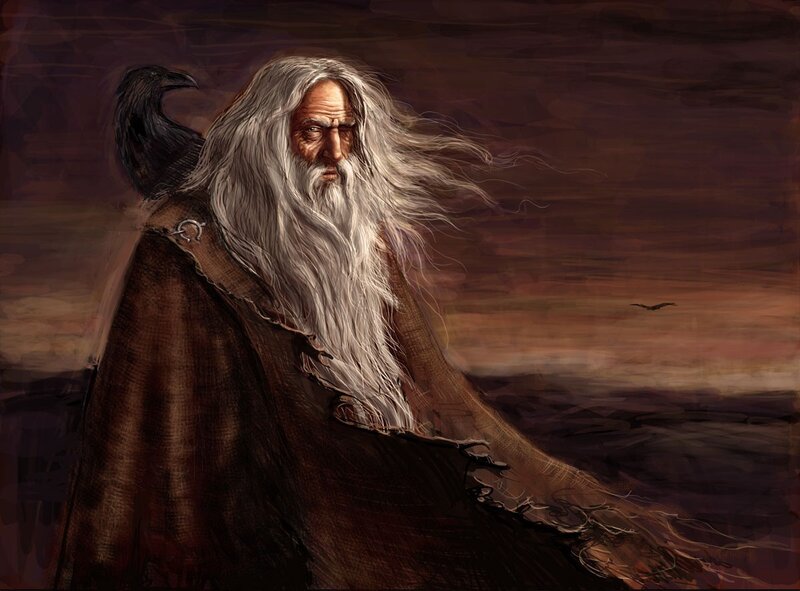 Old Man with Long Beard — Brown, Dramatic, Sunset, Digital Art