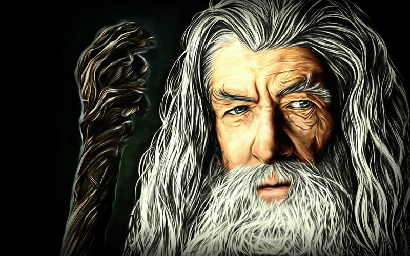 Old Man with Long Hair — Black, Dramatic