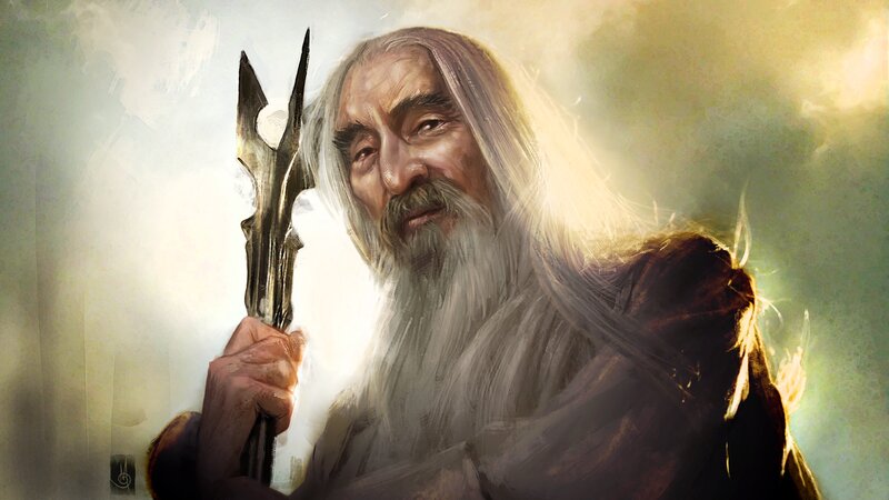 Old Man with Staff — White