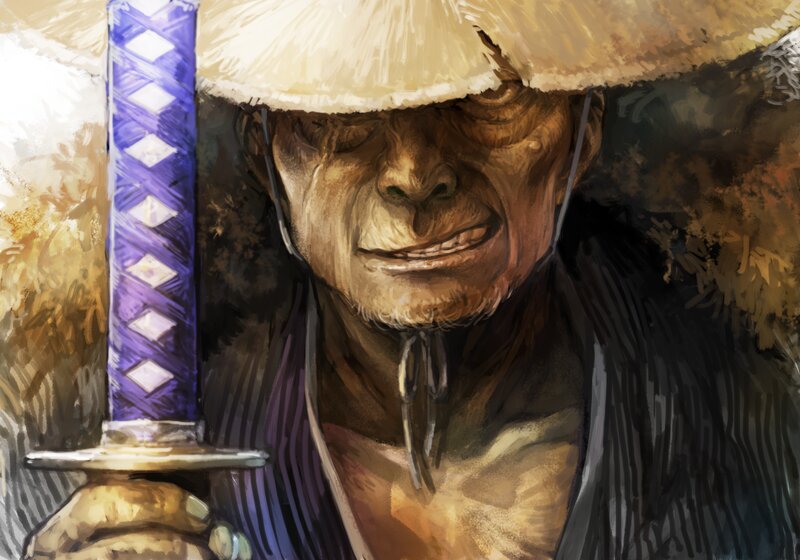 Old Man with Sword — Brown, Dramatic