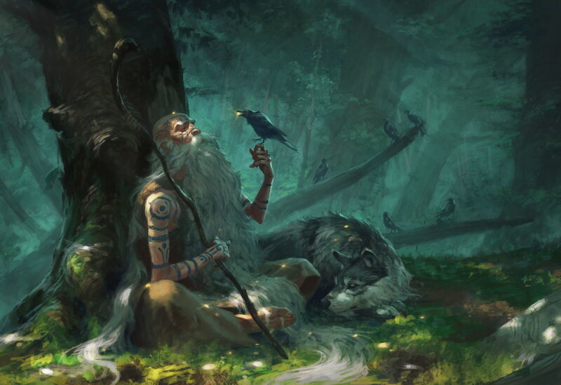 Old Man with Wolf
