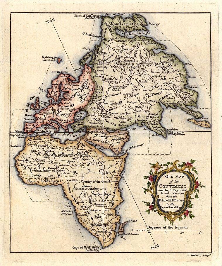 Old map of the continent