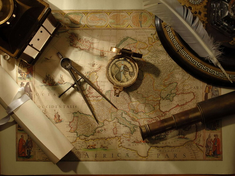 Old Map with Instruments