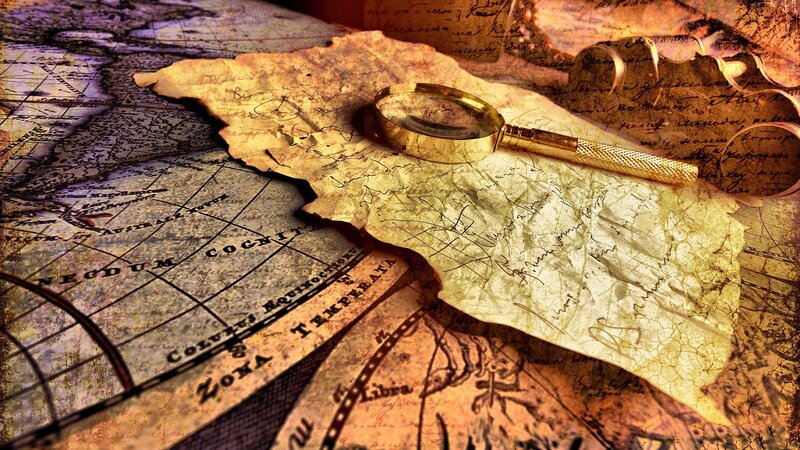 Old Map with Magnifying Glass