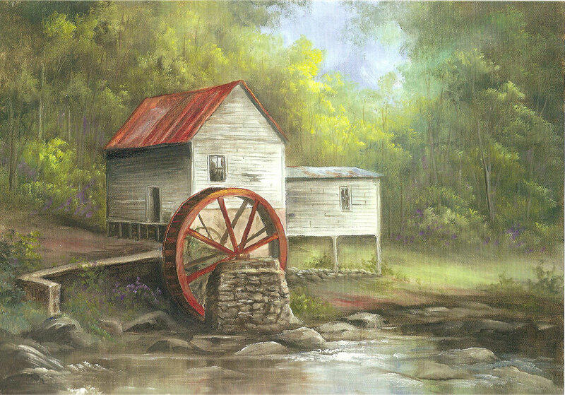 Old Mill by a Stream — Green