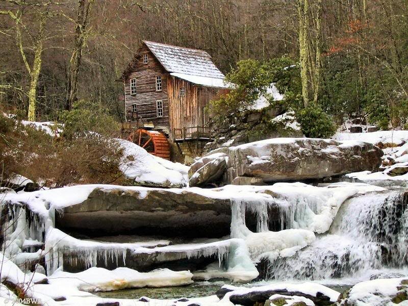 Old Mill by Frozen Stream