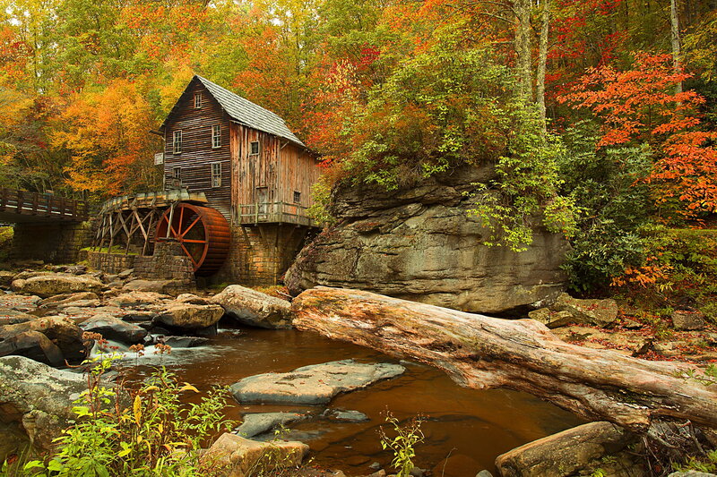 Old Mill by River — Orange