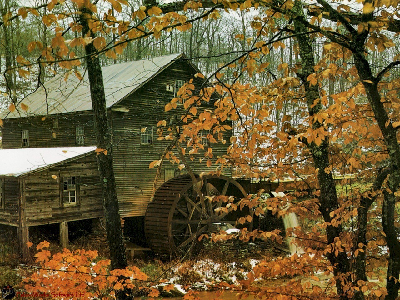 Old mill in autumn forest