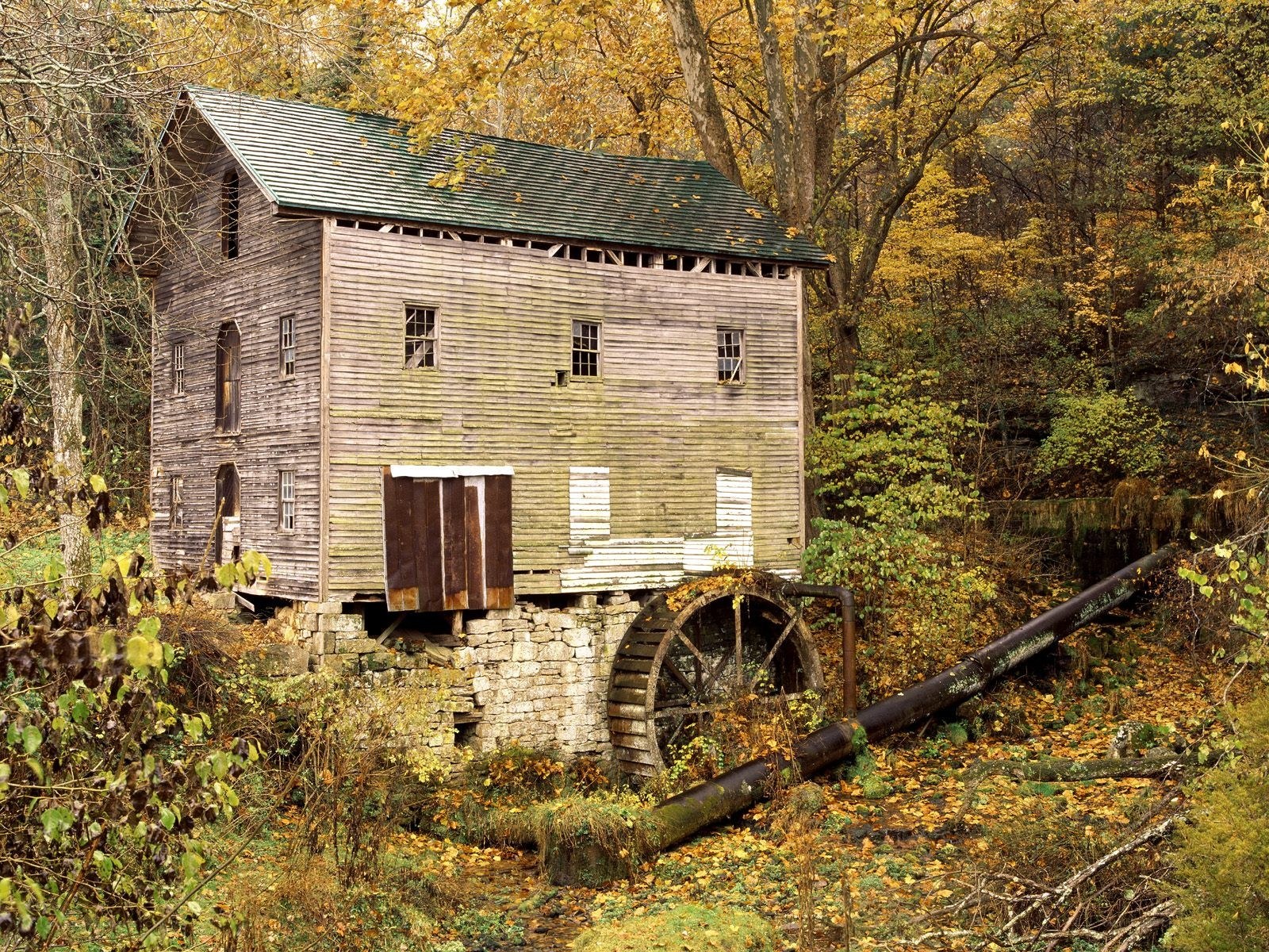 Old mill in autumn forest