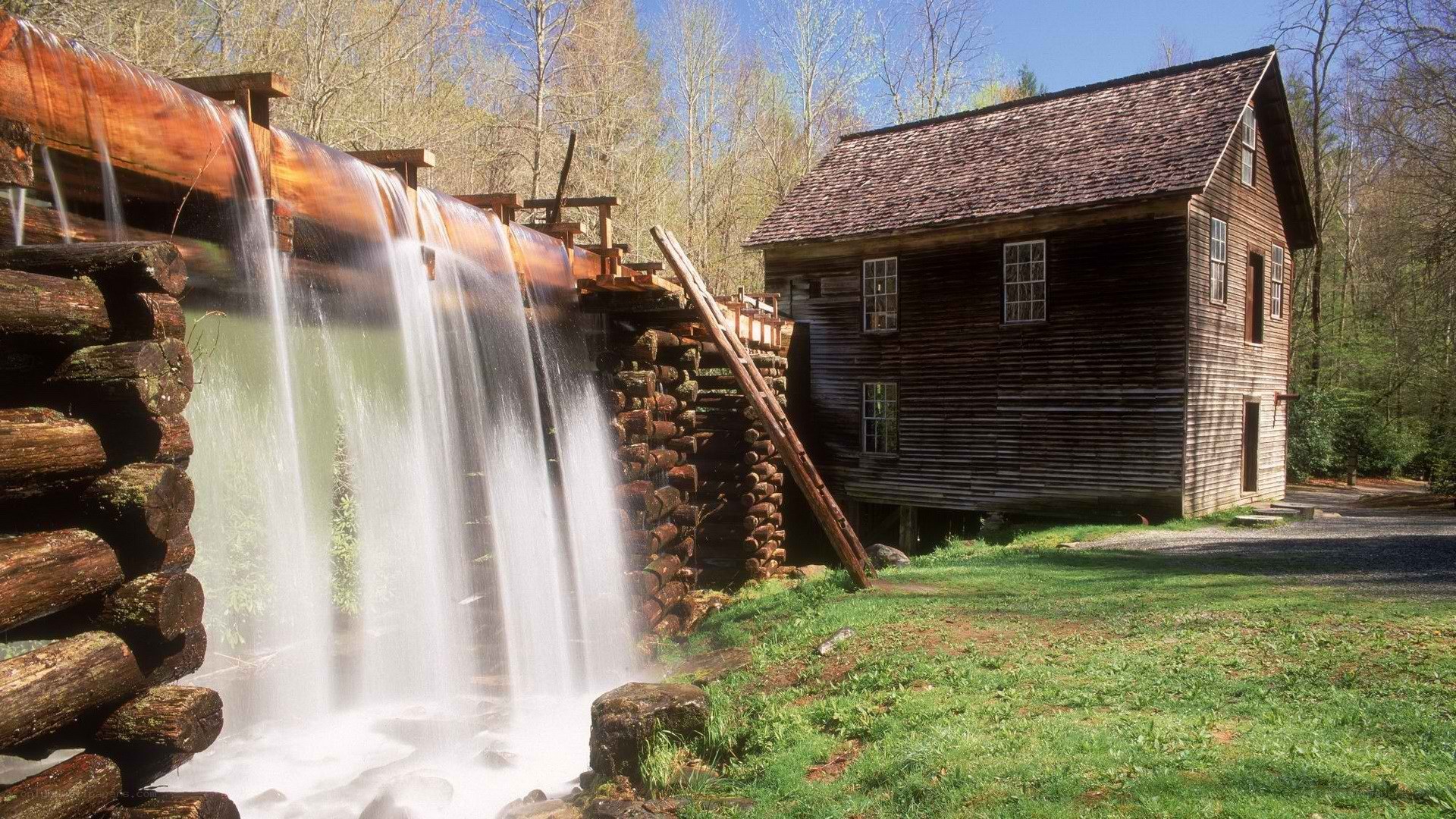 Old mill with waterfalls