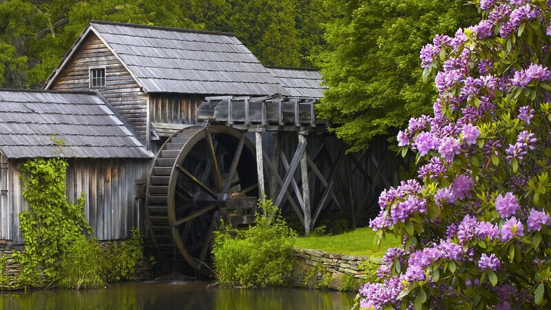 Old mill with waterwheel
