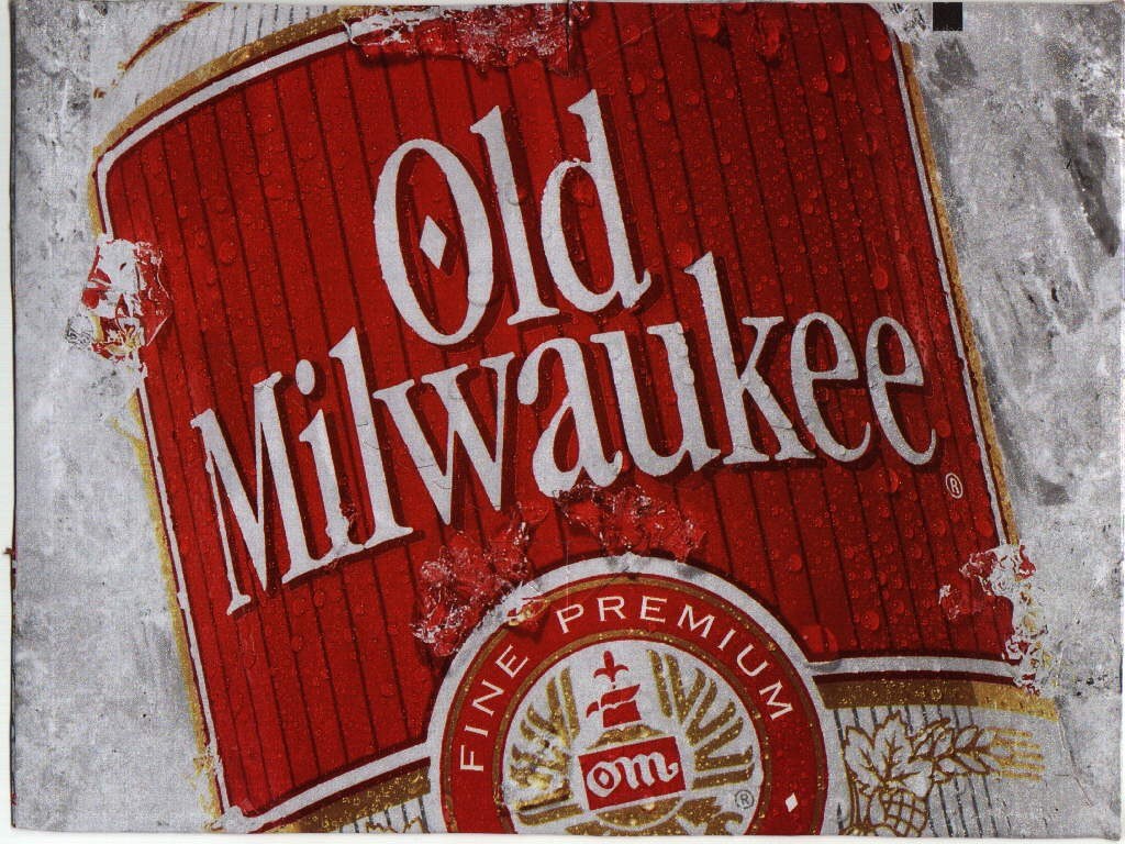 Old Milwaukee beer label close-up