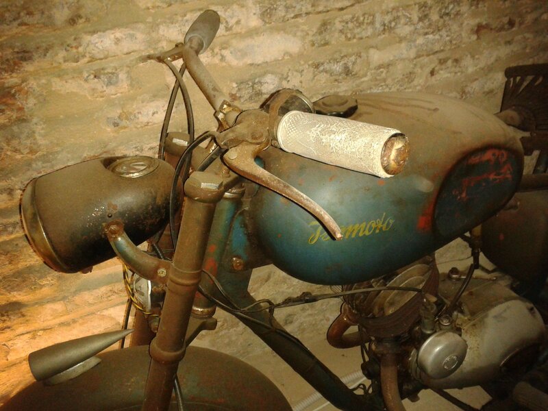 old motorcycle in basement