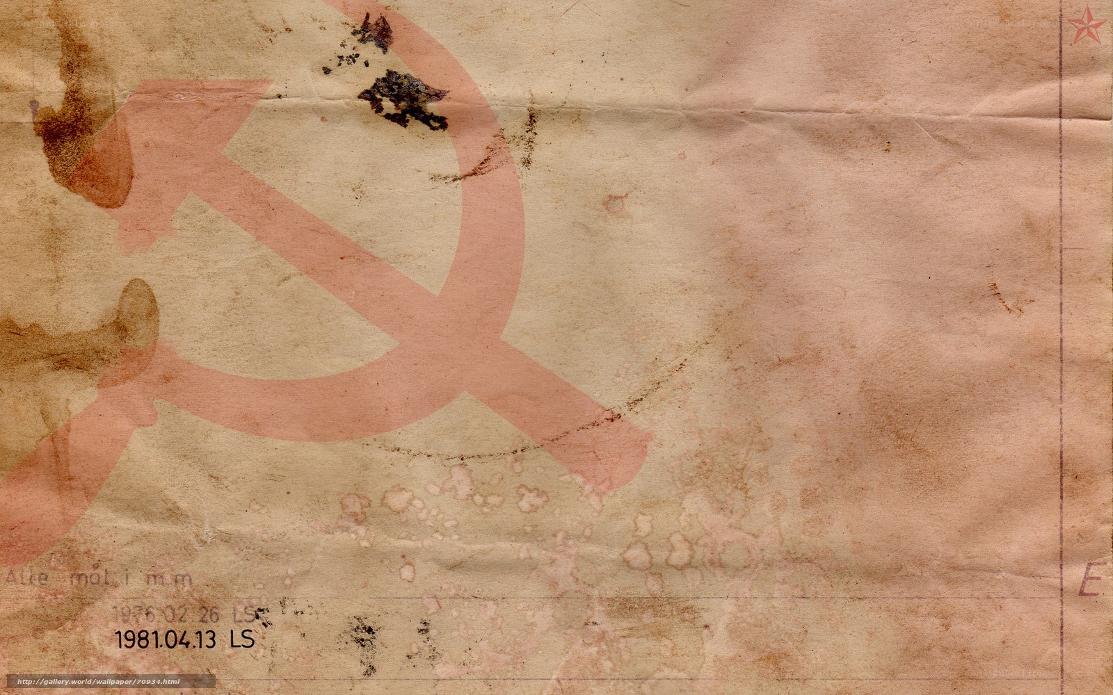 old paper with hammer and sickle