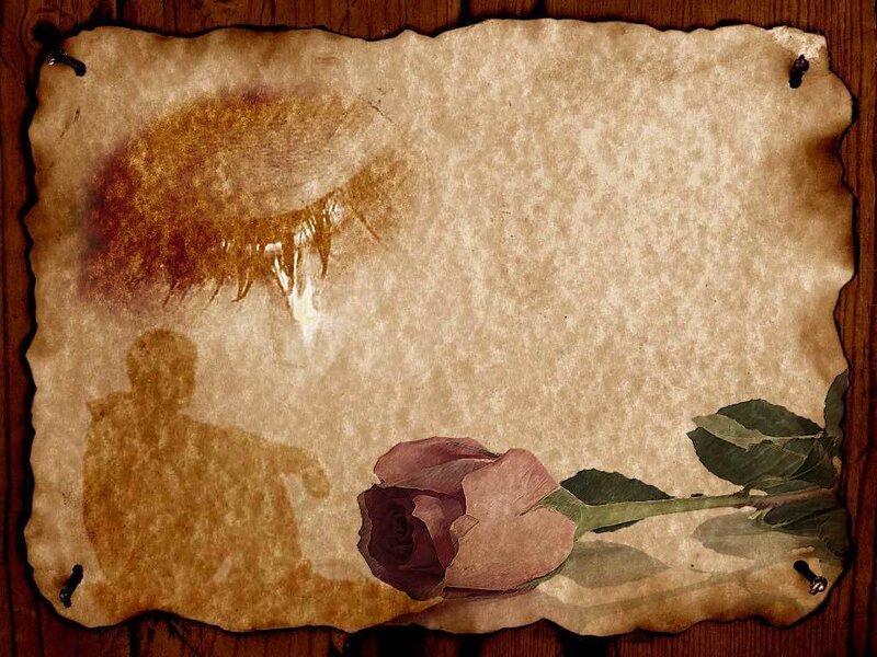 old parchment with rose and shadow