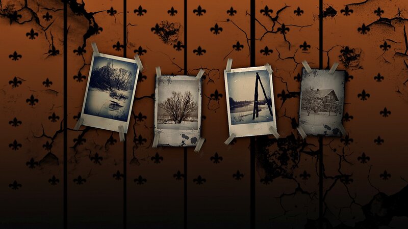 old photos on cracked wall