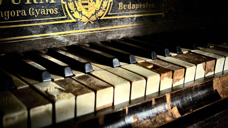Old Piano Keys — Black, Dramatic, Photograph