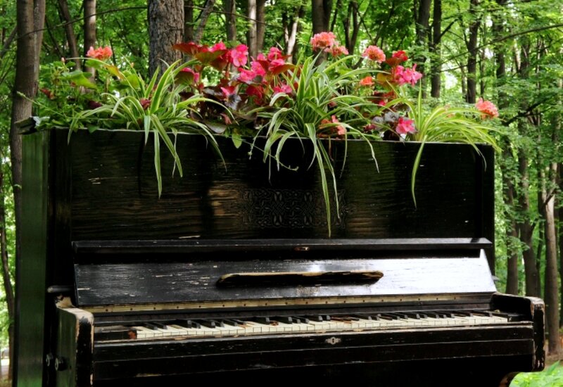 Old Piano with Flowers
