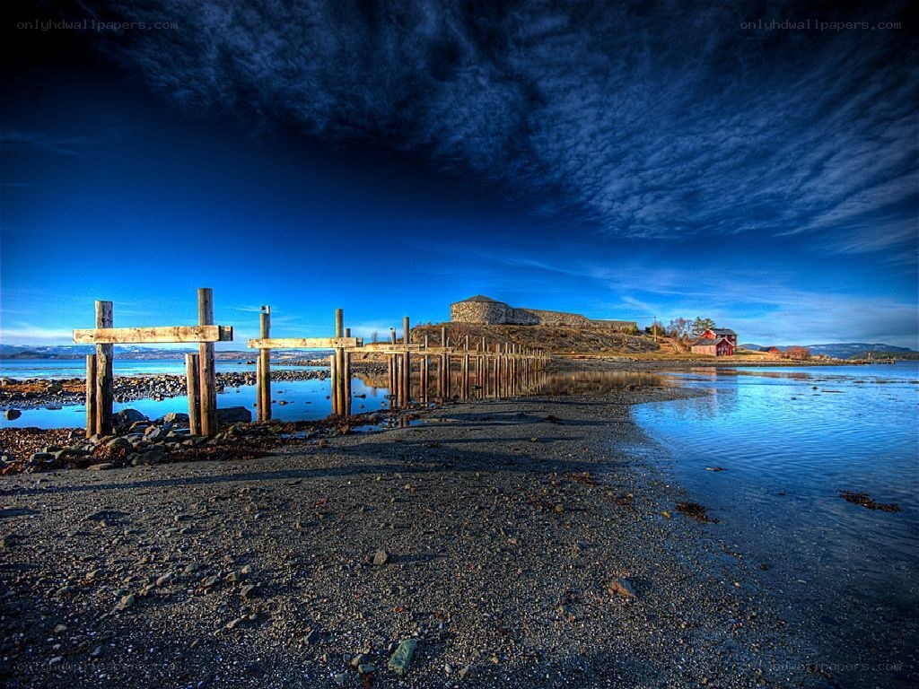 Old pier and coastal fort