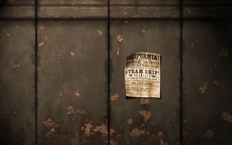 Old poster on metal wall