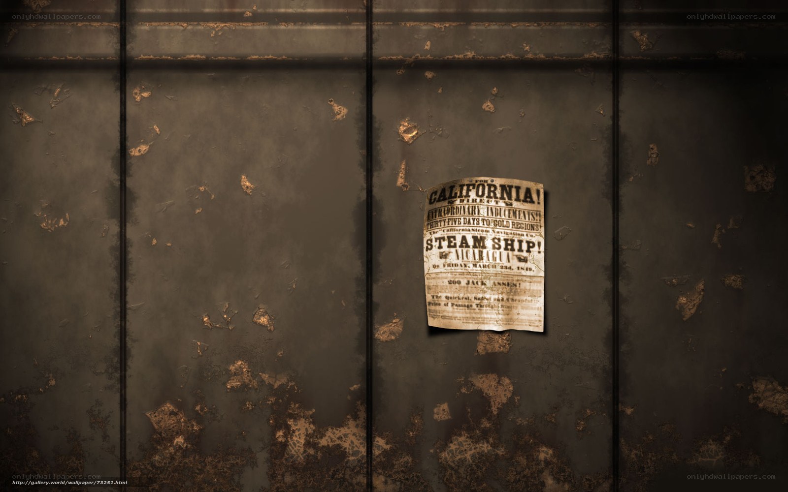 Old poster on metal wall