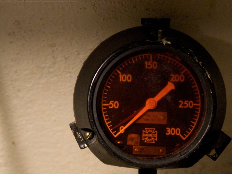 old pressure gauge on wall