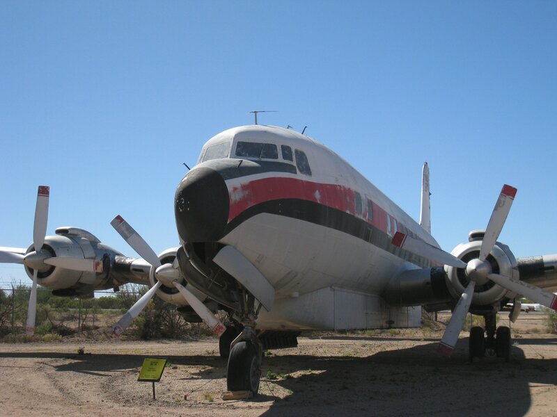 old propeller airplane on display