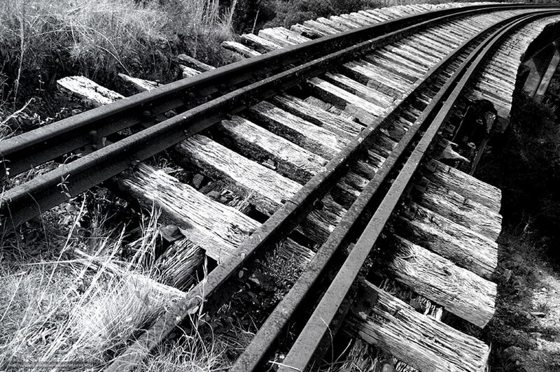 Old railway tracks on a bridge