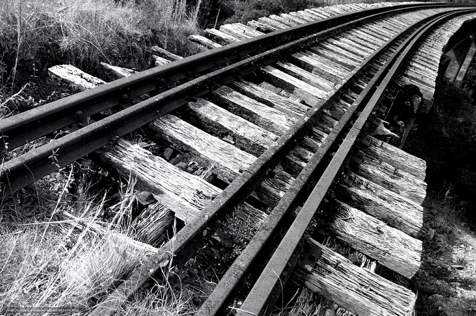 Old railway tracks on a bridge