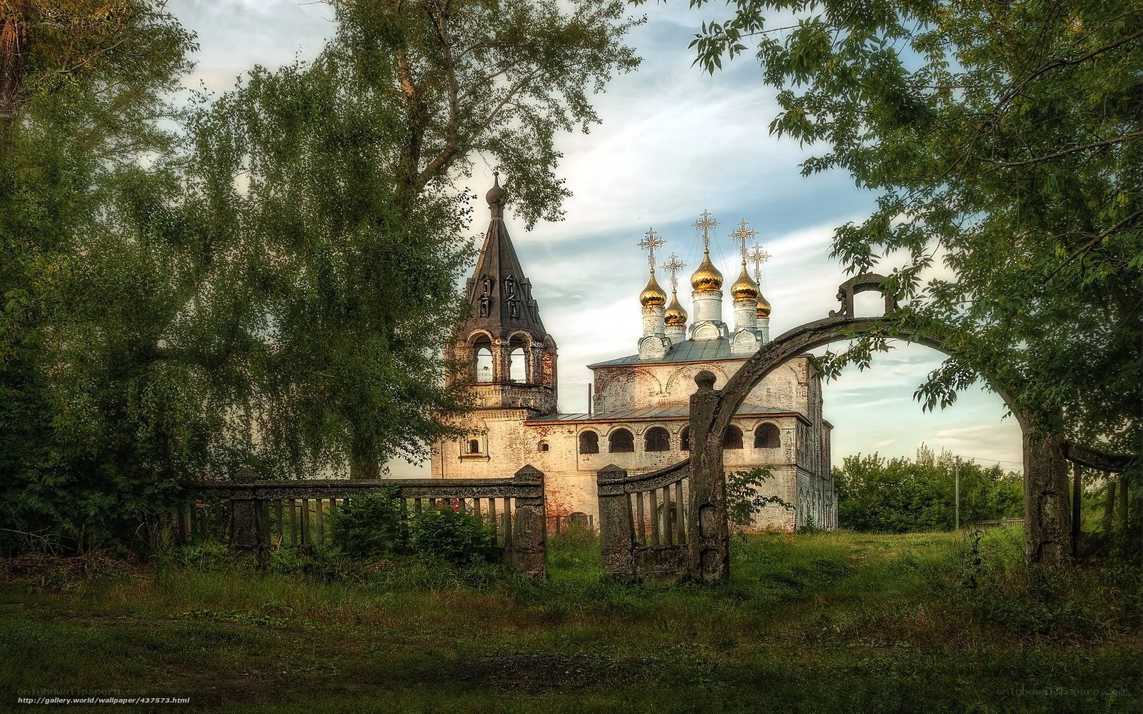 Old Russian church with onion domes