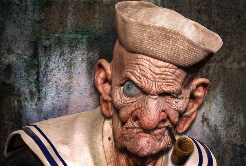 Old Sailor with Pipe — Brown