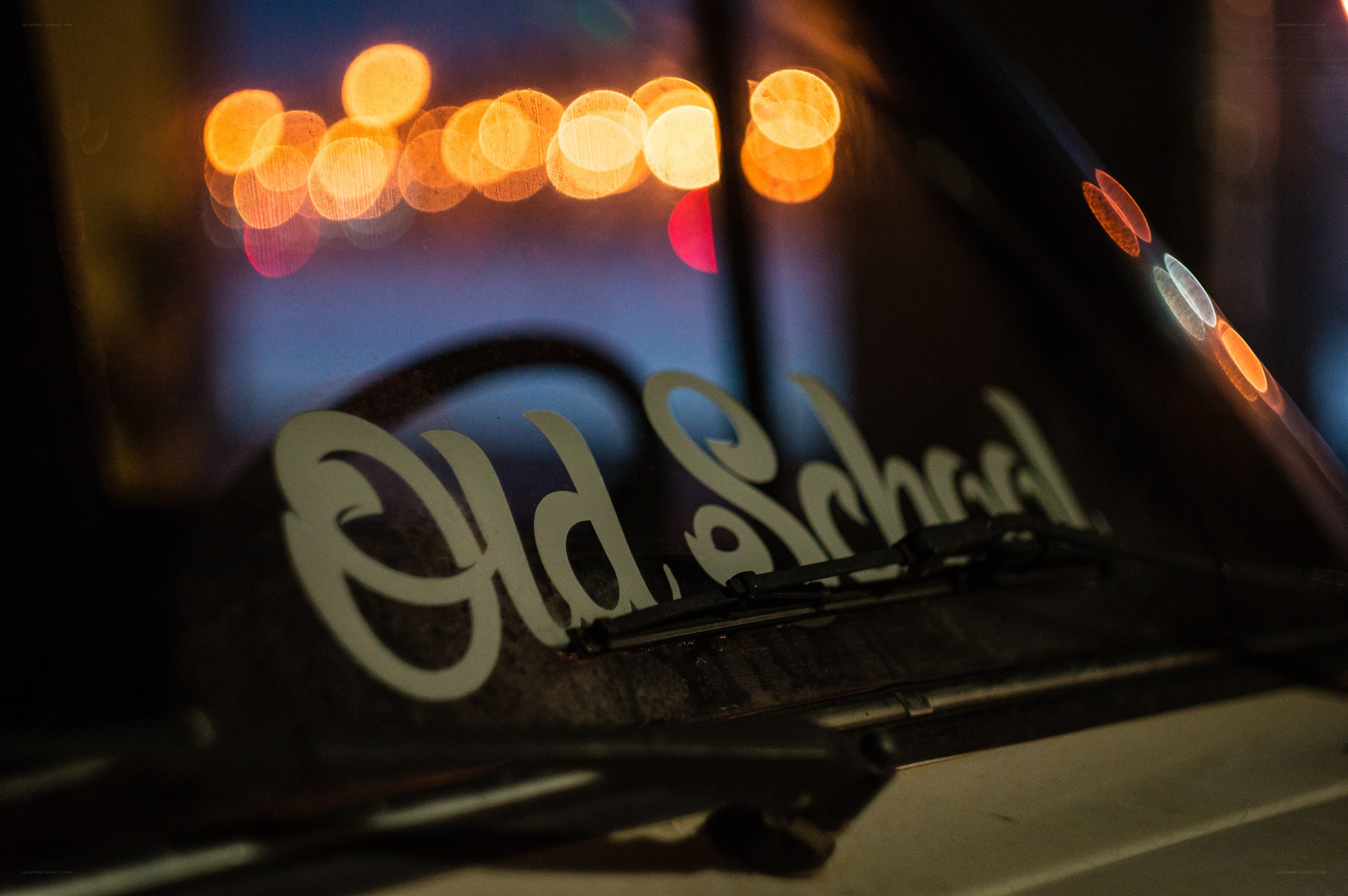 Old School car window text