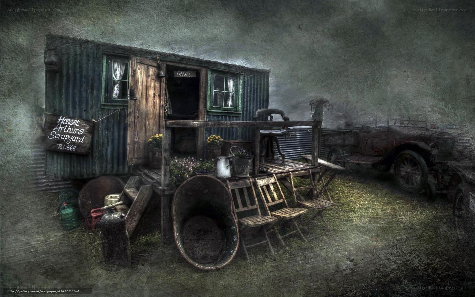 Old scrapyard office shack